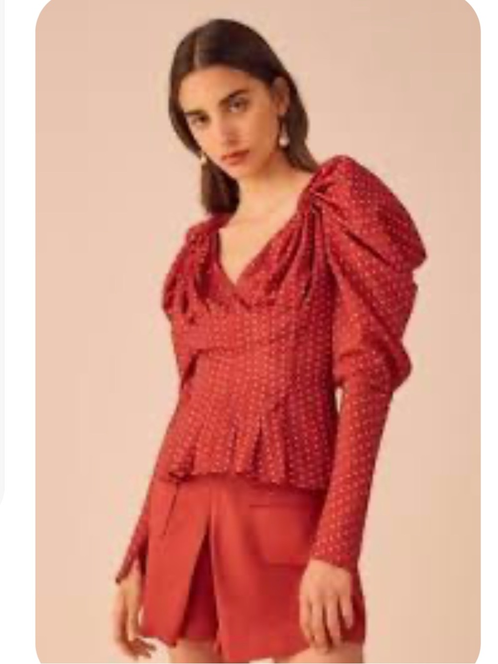 C/ MEO Collective Red Polka Dot Puff Sleeve